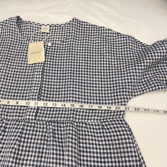 Lintico Caroline Linen Gingham Check Long-Sleeved Top - Picture 8 of 11